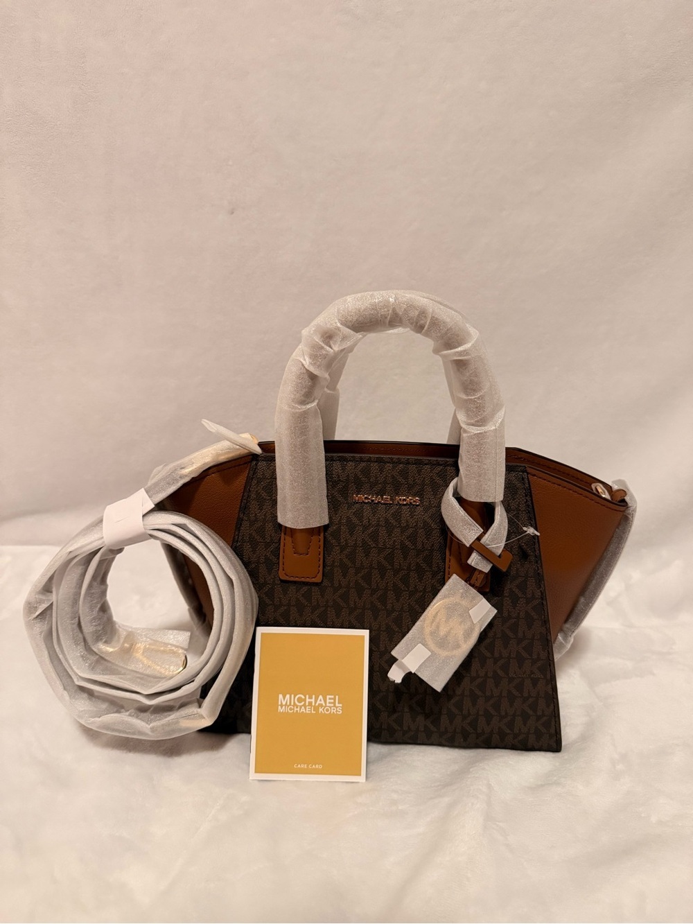 Michael Kors Avril Small Logo Top-Zip Satchel Brown